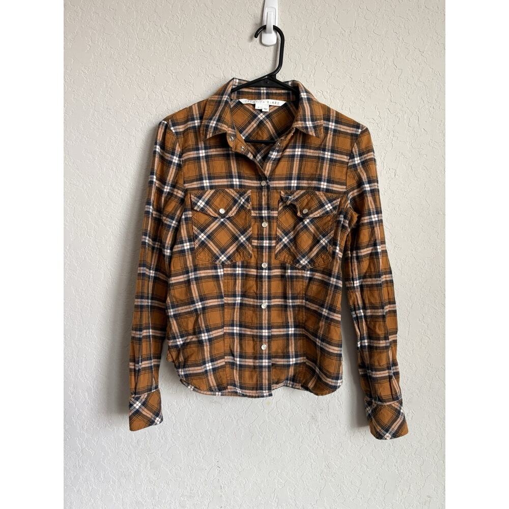 Veronica Beard Barnette Plaid Flannel Shirt Womens Size 2 Western Rodeo Cowgirl